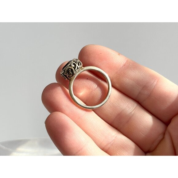 Smokey Quartz Abstract SW Style 925 Sterling Silver Vintage Ring - sz 7.25 - Picture 13 of 15